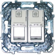 Компьютерная розетка  2хRJ45 кат. 5е с полем для надписи  SE Unica Top, алюминий