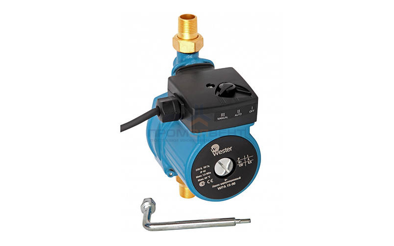 Насос циркуляционный Wester WPA 15-120 - 0,300 кВт (однофазный, Hmax 12 м, Qmax 58 л/мин)