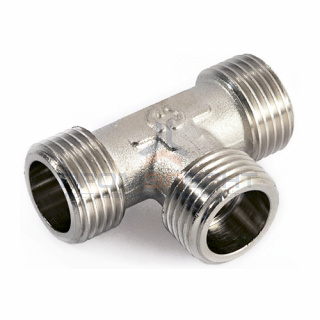 Тройник латунный резьбовой равнопроходный STOUT (НР) - 1" (никелированный)