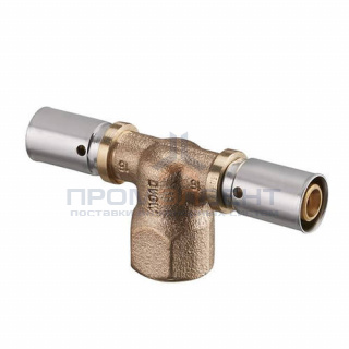 Тройник с переходом на внутреннюю резьбу Oventrop Cofit P - 63x6.0 x 1" (прессовой, латунь)