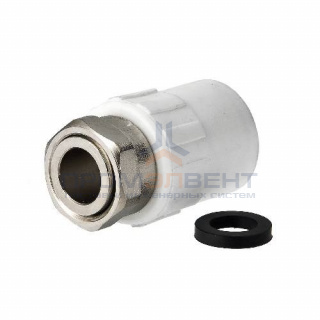 Переход на накидную гайку Fusitek - 20 x 3/4" (для полипропиленовых труб, цвет белый)