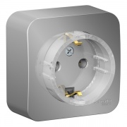 Розетка компактная с заземлением без шторок Blanca Schneider Electric 16А 250В алюминий из.пластина