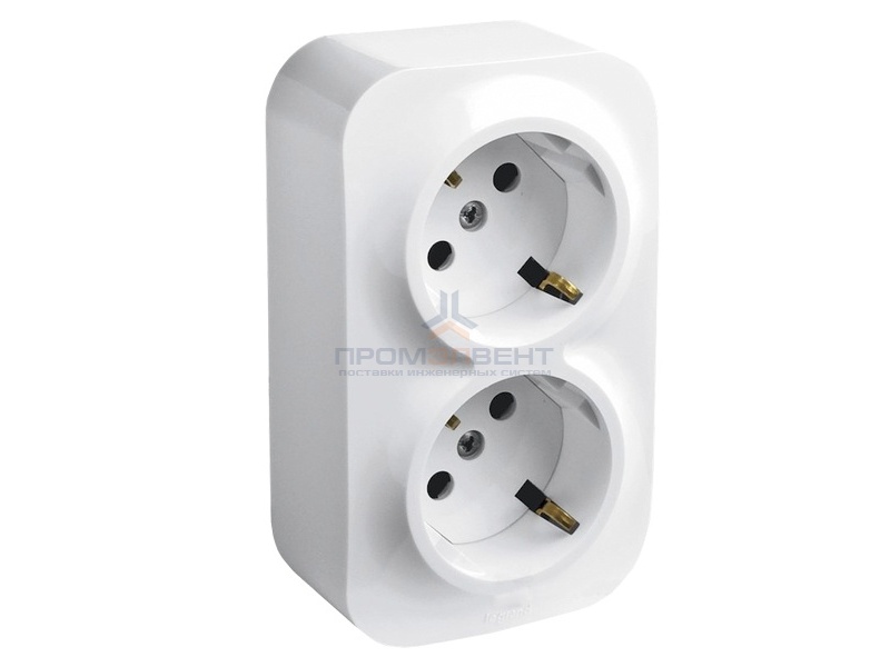 Розетка двойная Legrand Quteo с заземлением белая [уп 10шт]