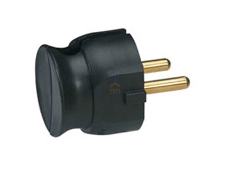 Вилка Legrand без заземления 16А с боковым вводом кабеля черная