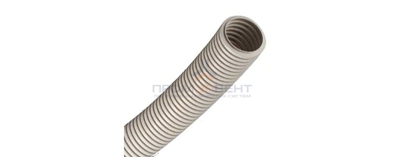 Труба ПВХ гибкая гофр. д.25мм, тяжёлая без протяжки, цвет серый [бухта 50м]