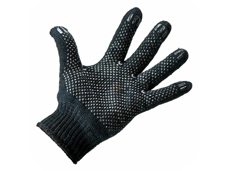Перчатки полушерстяные с покрытием ПВХ (Зима) черные, 7 нитей, 75-77 гр.