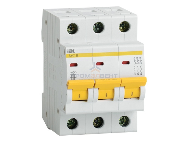 Автоматический выключатель ВА47-29 3Р 6А 4,5кА характеристика В ИЭК (автомат)