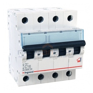 Автоматический выключатель Legrand TX3 C16A 4П 6kA (автомат)